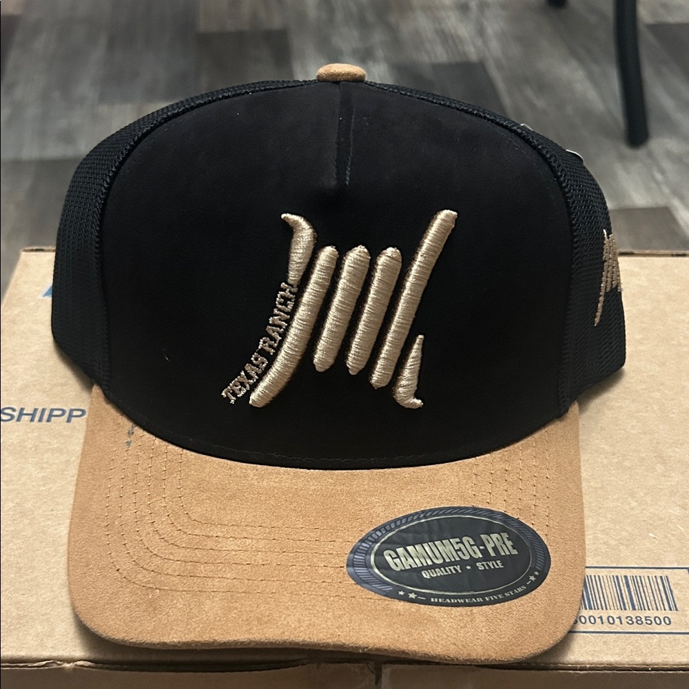 Black and Tan Cap with Embroidered Logo
